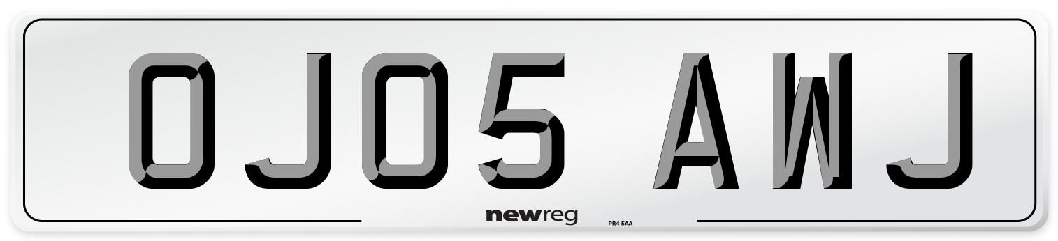OJ05 AWJ Number Plate from New Reg